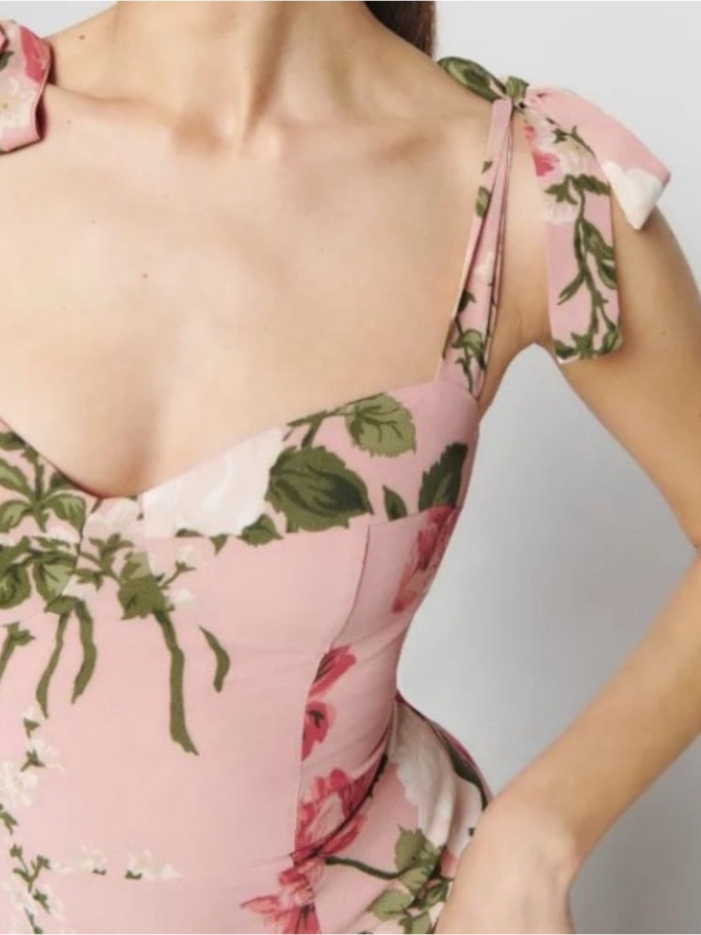 Reformation Nadira Tie Strap Dress In Rose Garden - Size 8 - Picture 3 of 10